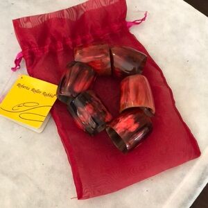 Roberta Roller 🐇 Six Acrylic Tube Napkin Rings tied & in original red mesh bag